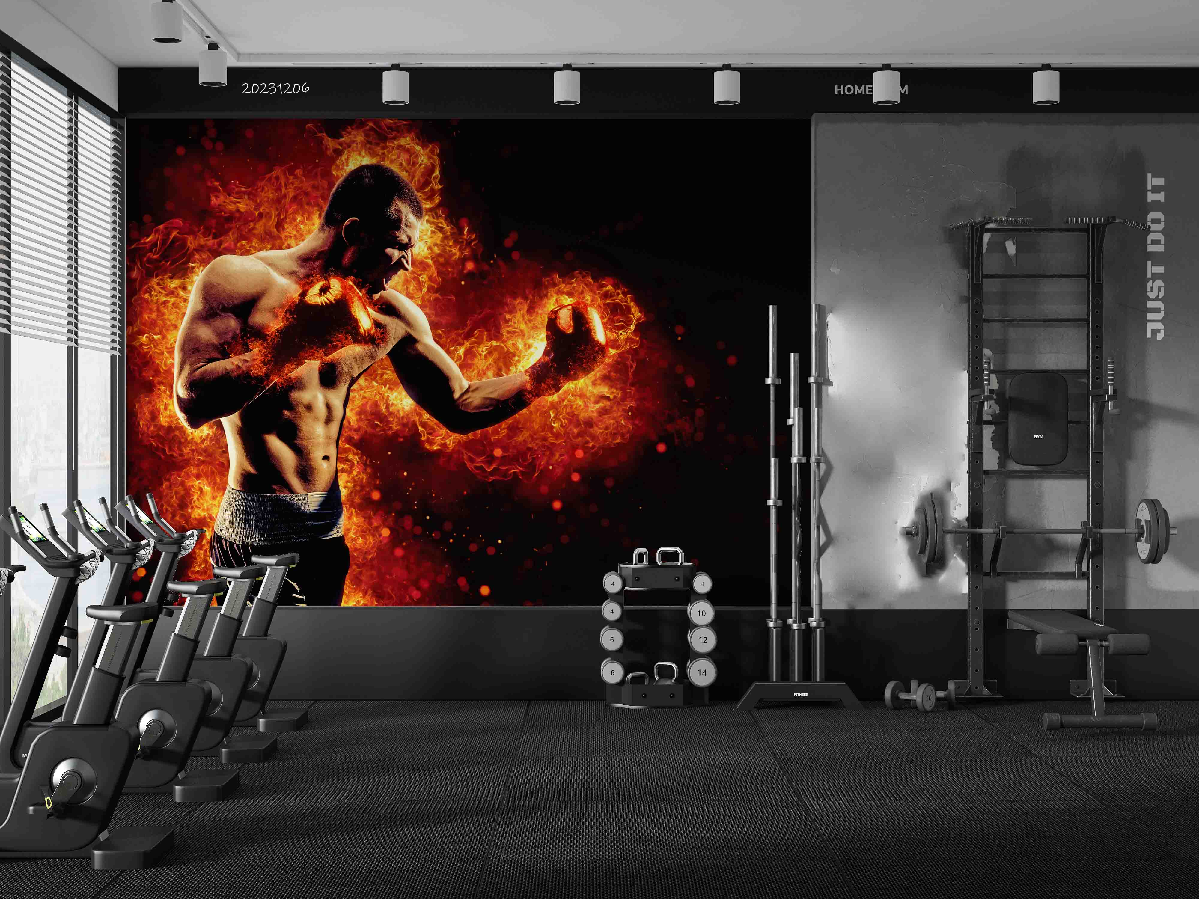 3D Man Boxing Glove Ignis Round Wall Mural Wallpaper YXL 135