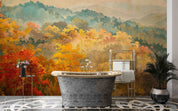 3D Watercolor Fall Forest Mountains Scenery Wallpaper Wall Mural Wall Decor Wall Art Wall Sticker Remoable Wallpaper LQH 5