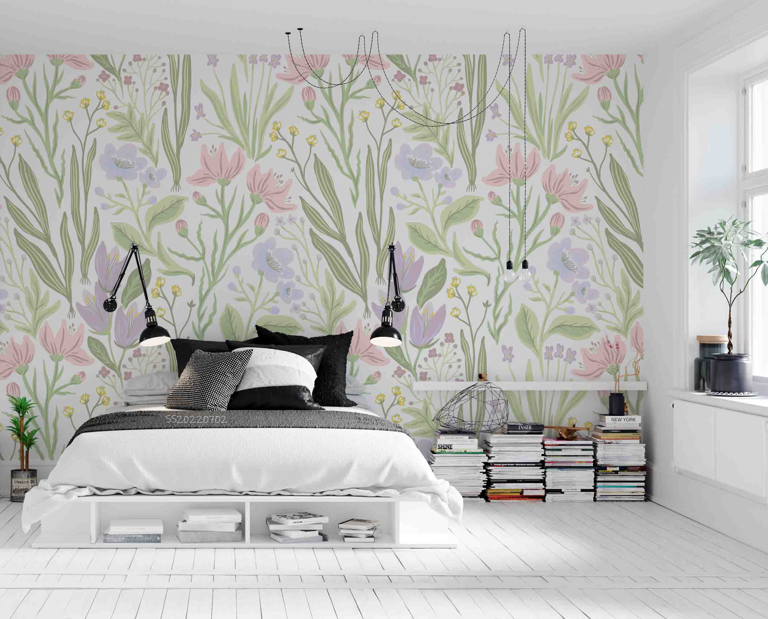 3D Watercolor Plants Leaves Floral Wall Mural Wallpaper GD 5118- Jess Art Decoration