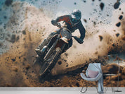 3D Sandy Soil Motorbike Person Wall Mural Wallpaper YXL 43