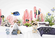 3D Animal Fish Coral Stone Wall Mural Wallpaper YXL 42