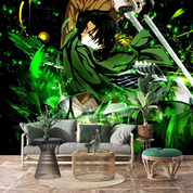 3D Cartoon Person Sword Green Wall Mural Wallpaper YXL 1194