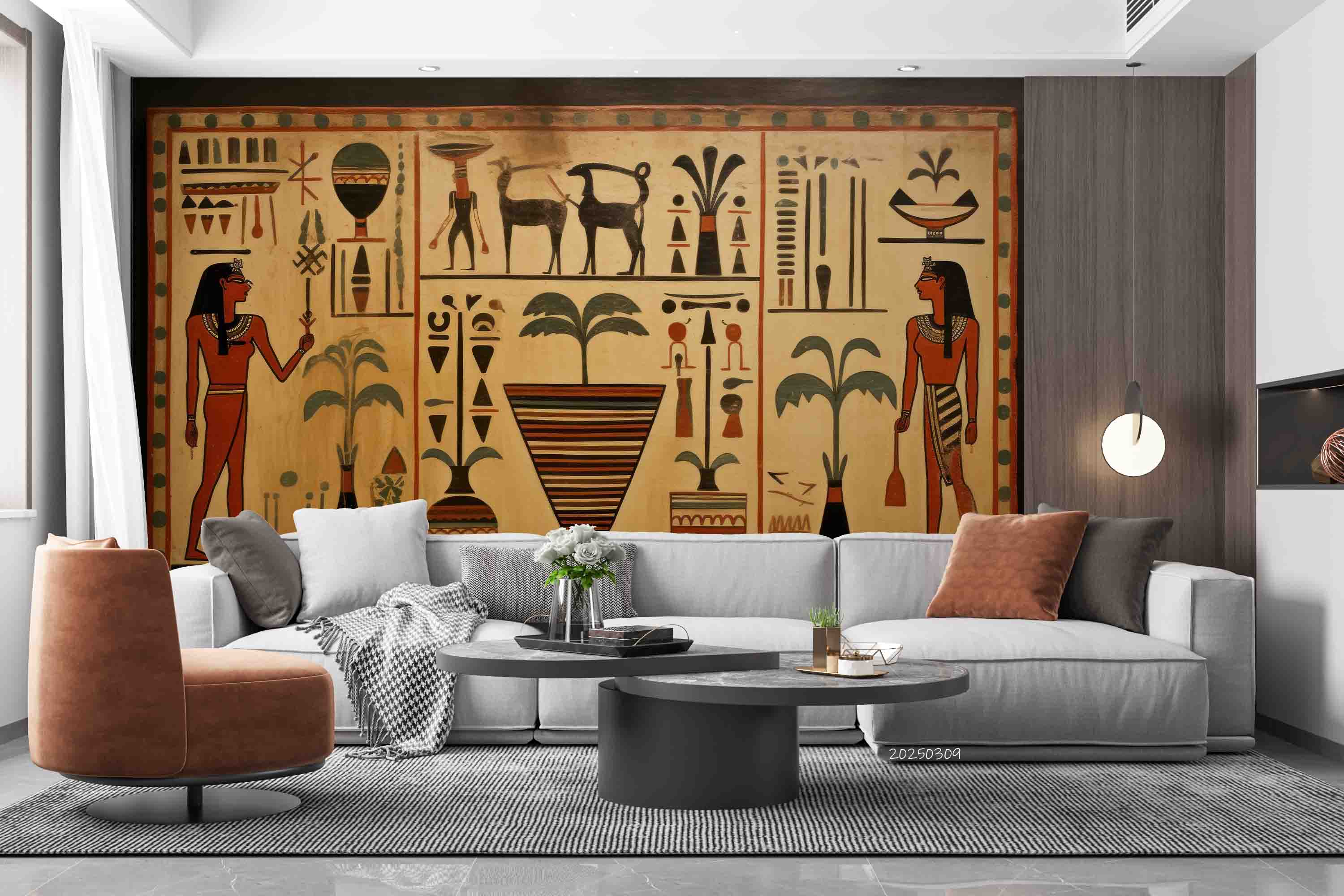 3D Egyptian Hieroglyphics Engraving Painting Ancient Plants Wallpaper Wall Mural Wall Decor Wall Art Wall Sticker Remoable Wallpaper LQH 7
