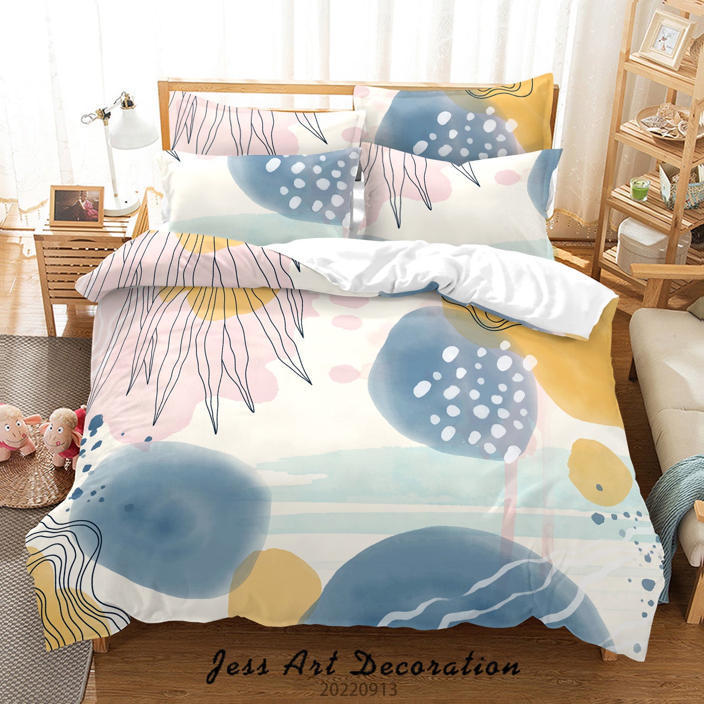 3D Geometric Round Leaf Wave Point Quilt Cover Set Bedding Set Duvet Cover Pillowcase 138