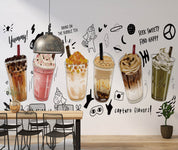 Bubble Milk Tea Boba Milk Tea Pearl Milk Tea Delicious Drink Wallpaper cafe & food wall mural for cafe, restaurant or shop in