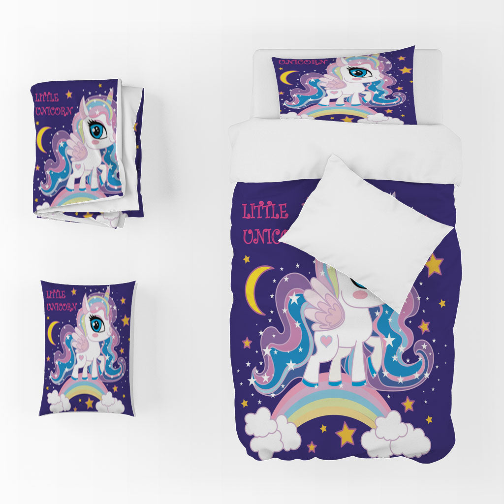 3D Unicorn Rainbow Letter Moon Star Quilt Cover Set Bedding Set Duvet Cover Pillowcases 1253