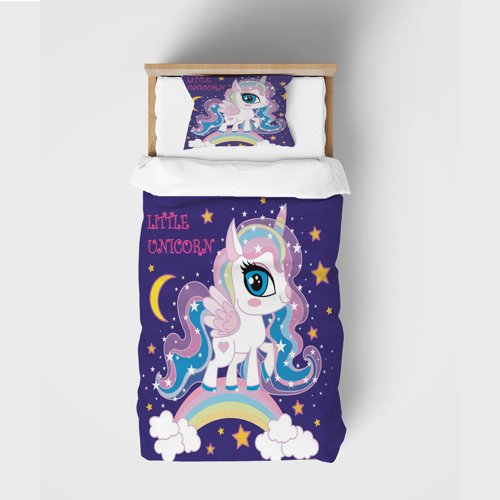 3D Unicorn Rainbow Letter Moon Star Quilt Cover Set Bedding Set Duvet Cover Pillowcases 1253