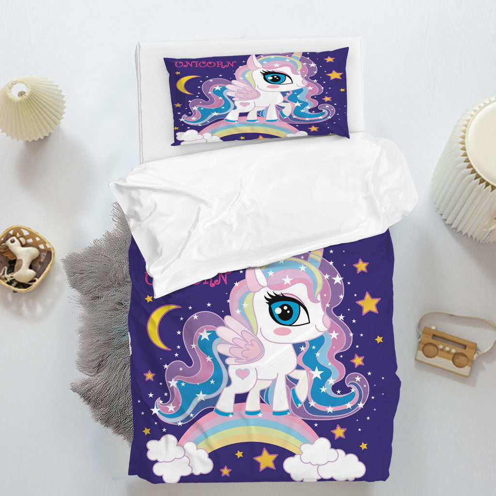 3D Unicorn Rainbow Letter Moon Star Quilt Cover Set Bedding Set Duvet Cover Pillowcases 1253