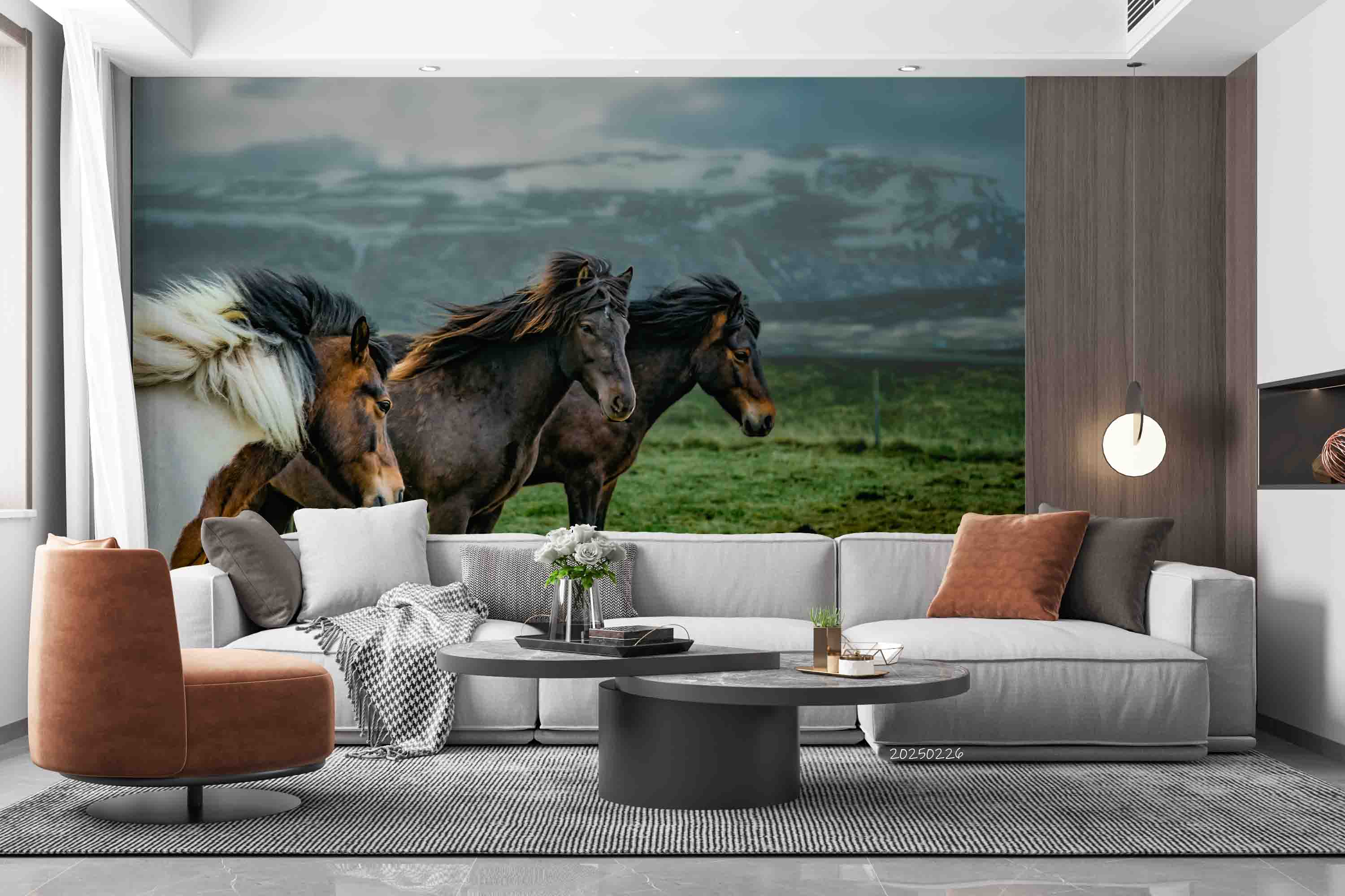 3D Sky Mountains Green Grass Horse Nature Scenery Wallpaper Wall Mural Wall Decor Wall Art Wall Sticker Remoable Wallpaper LQH