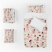 3D Woman Floral Leaf Pink Quilt Cover Set Bedding Set Duvet Cover Pillowcases 1261