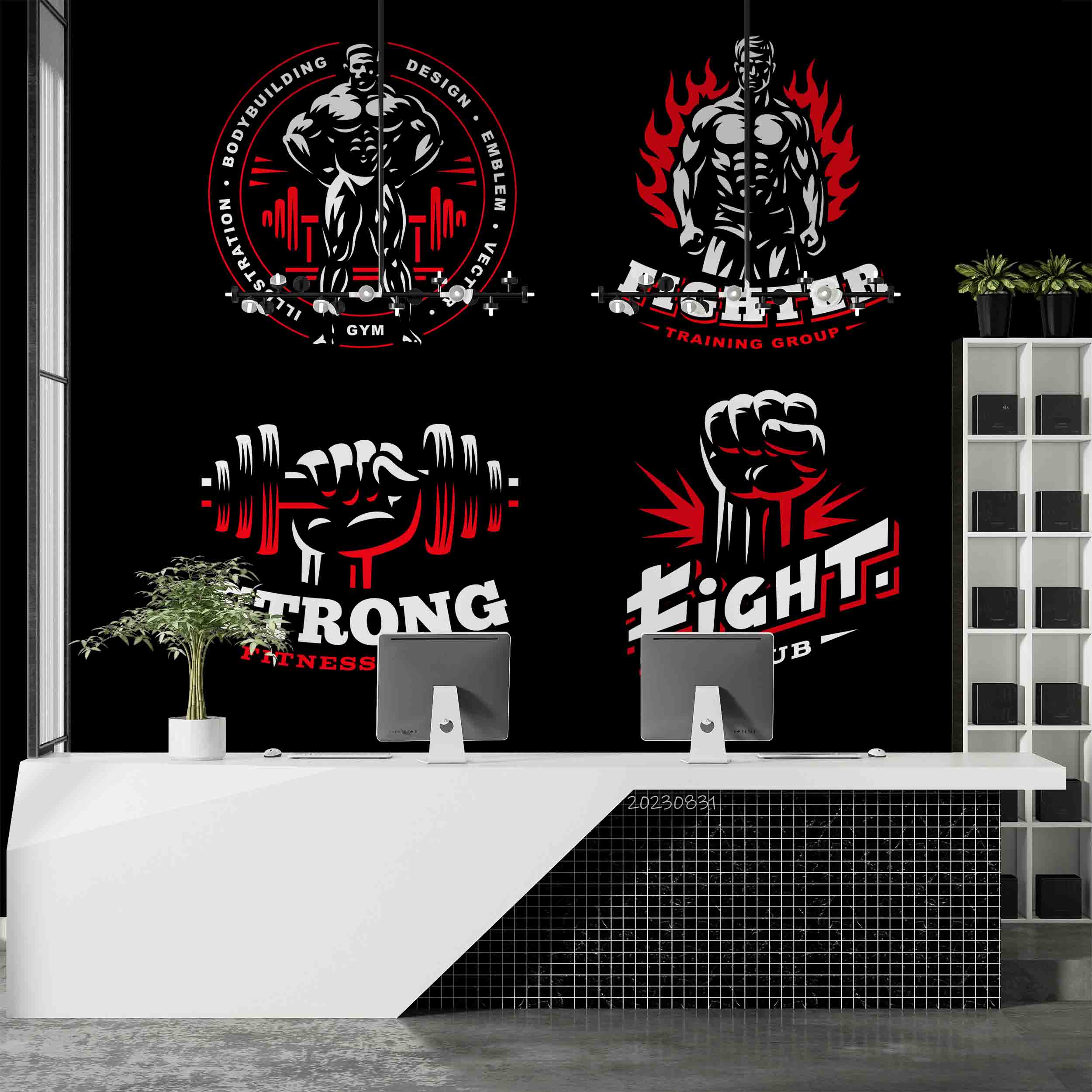 3D Poster Letter Weightlifting Man Ignis  Black Wall Mural Wallpaper YXL 81