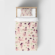 3D Woman Floral Leaf Pink Quilt Cover Set Bedding Set Duvet Cover Pillowcases 1261