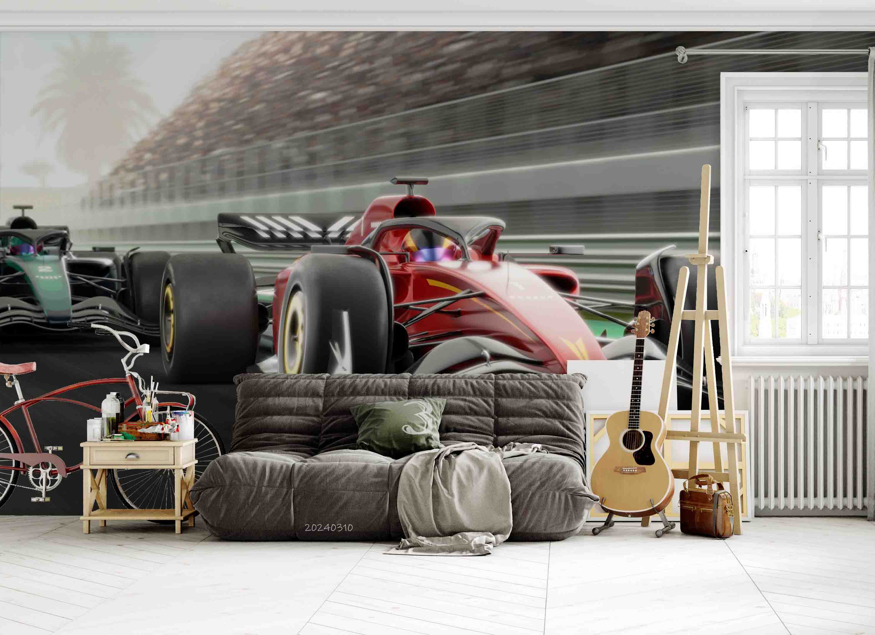 3D Red F1 Formula Racing Wallpaper Wall Mural Wall Decor Wall Art Wall Sticker Remoable Wallpaper