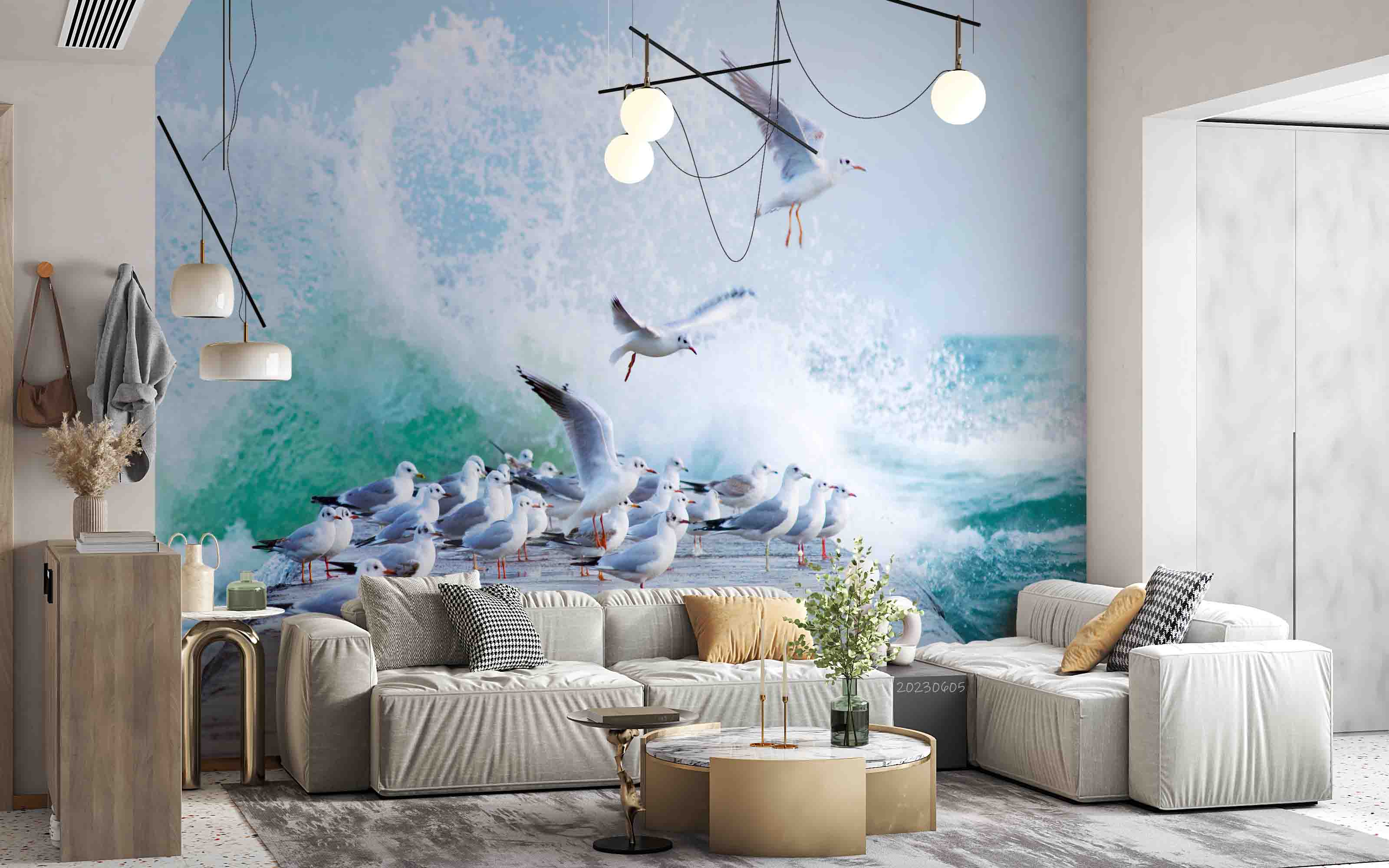 3D Animal Sea Mew Ocean Spindrift  Rock Wall Mural Wallpaper YXL 20- Jess Art Decoration