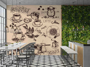 3D Restaurant Snack Bar Coffee Shop Wall Mural Wallpaper 39