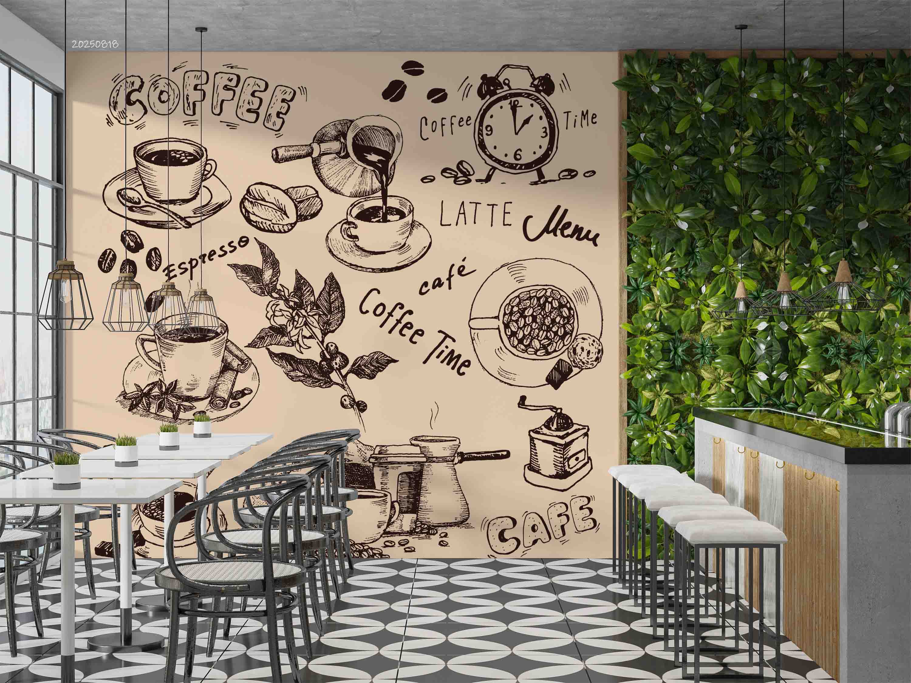 3D Restaurant Snack Bar Coffee Shop Wall Mural Wallpaper 39