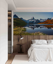 3D Hotel Inn Motel Hostel Resort Manor Scenery Mountains Lake Wall Mural Wallpaper 23