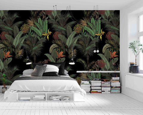 3D Vintage Tropical Palm Leaf Floral Wall Mural Wallpaper GD 5111- Jess Art Decoration