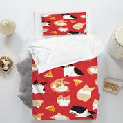 3D Animal Cat Pizza Red Quilt Cover Set Bedding Set Duvet Cover Pillowcases 1278
