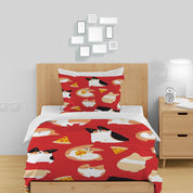 3D Animal Cat Pizza Red Quilt Cover Set Bedding Set Duvet Cover Pillowcases 1278