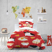 3D Animal Cat Pizza Red Quilt Cover Set Bedding Set Duvet Cover Pillowcases 1278