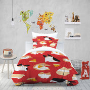 3D Animal Cat Pizza Red Quilt Cover Set Bedding Set Duvet Cover Pillowcases 1278