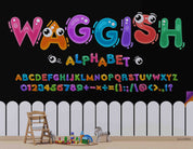 3D Childcare Nursery School Cartoon Letters Graffiti Wall Mural Wallpaper JN