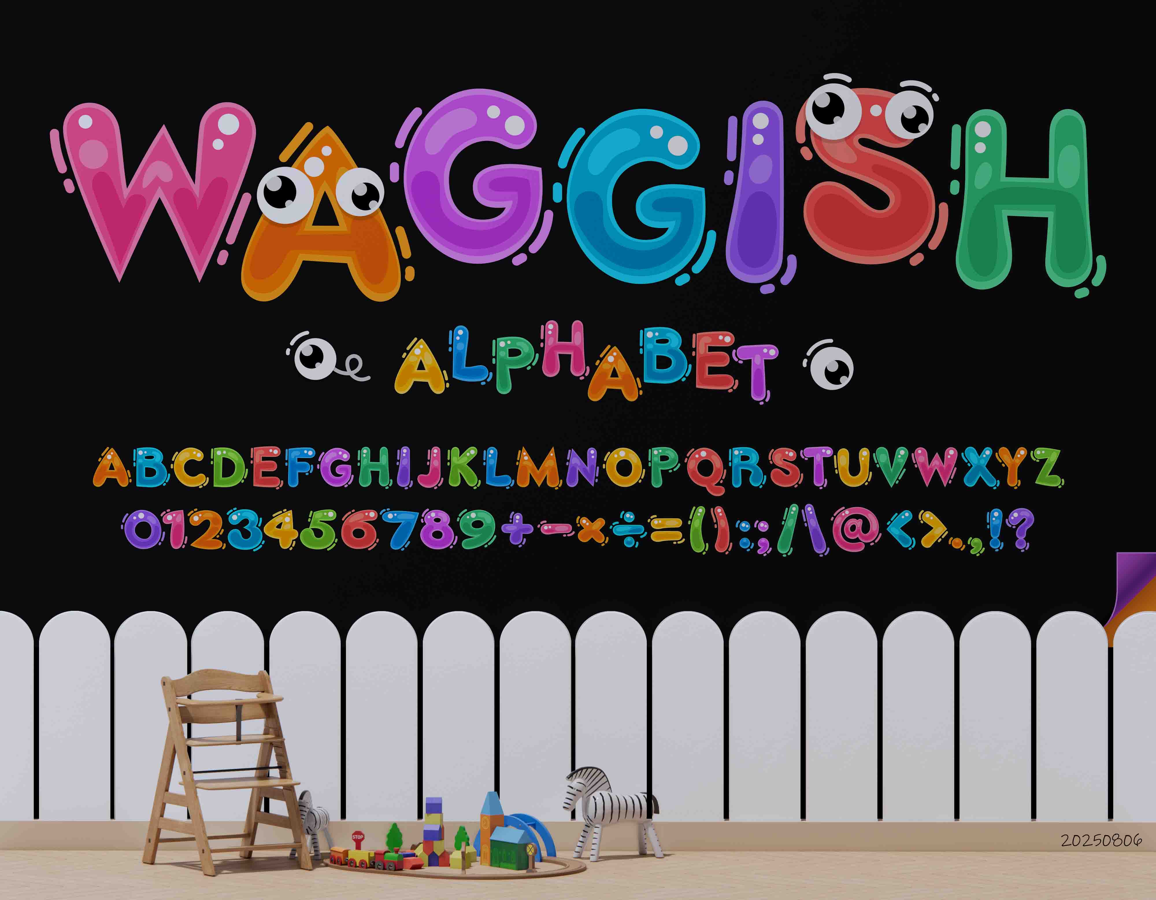 3D Childcare Nursery School Cartoon Letters Graffiti Wall Mural Wallpaper JN