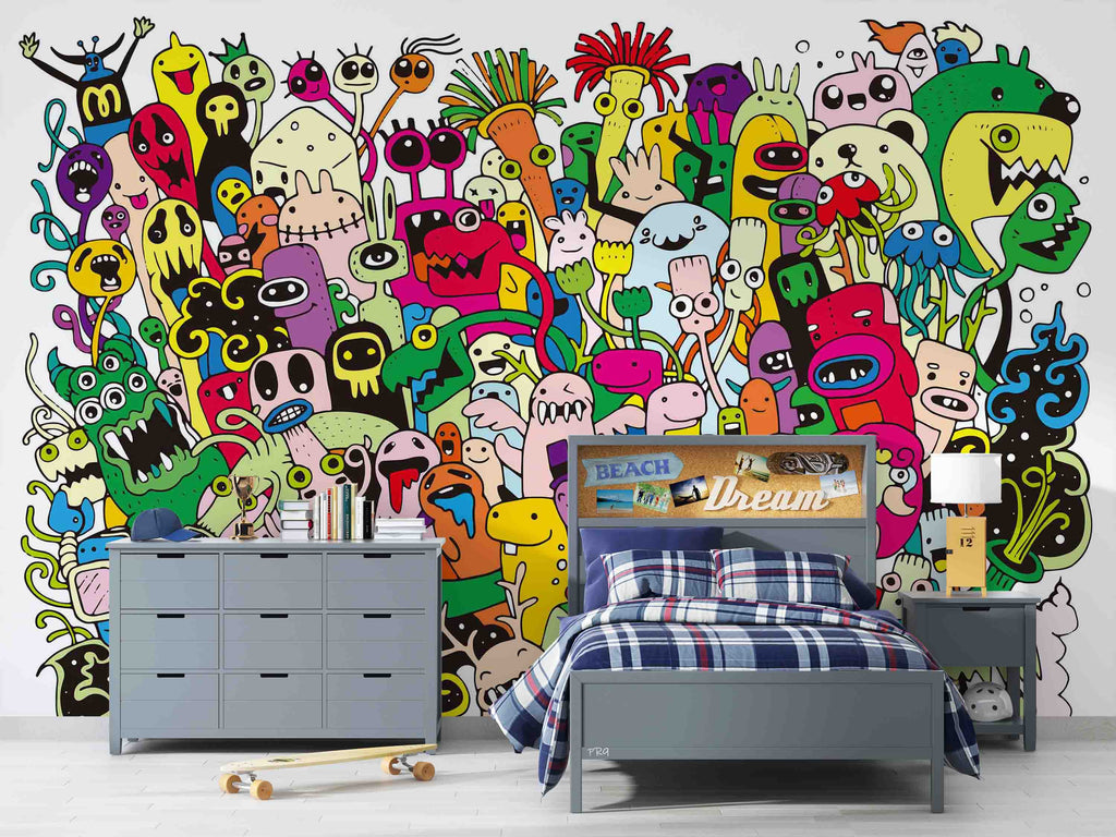 3D Abstract Art Graffiti Monster Wall Mural Wallpaper GD 4626