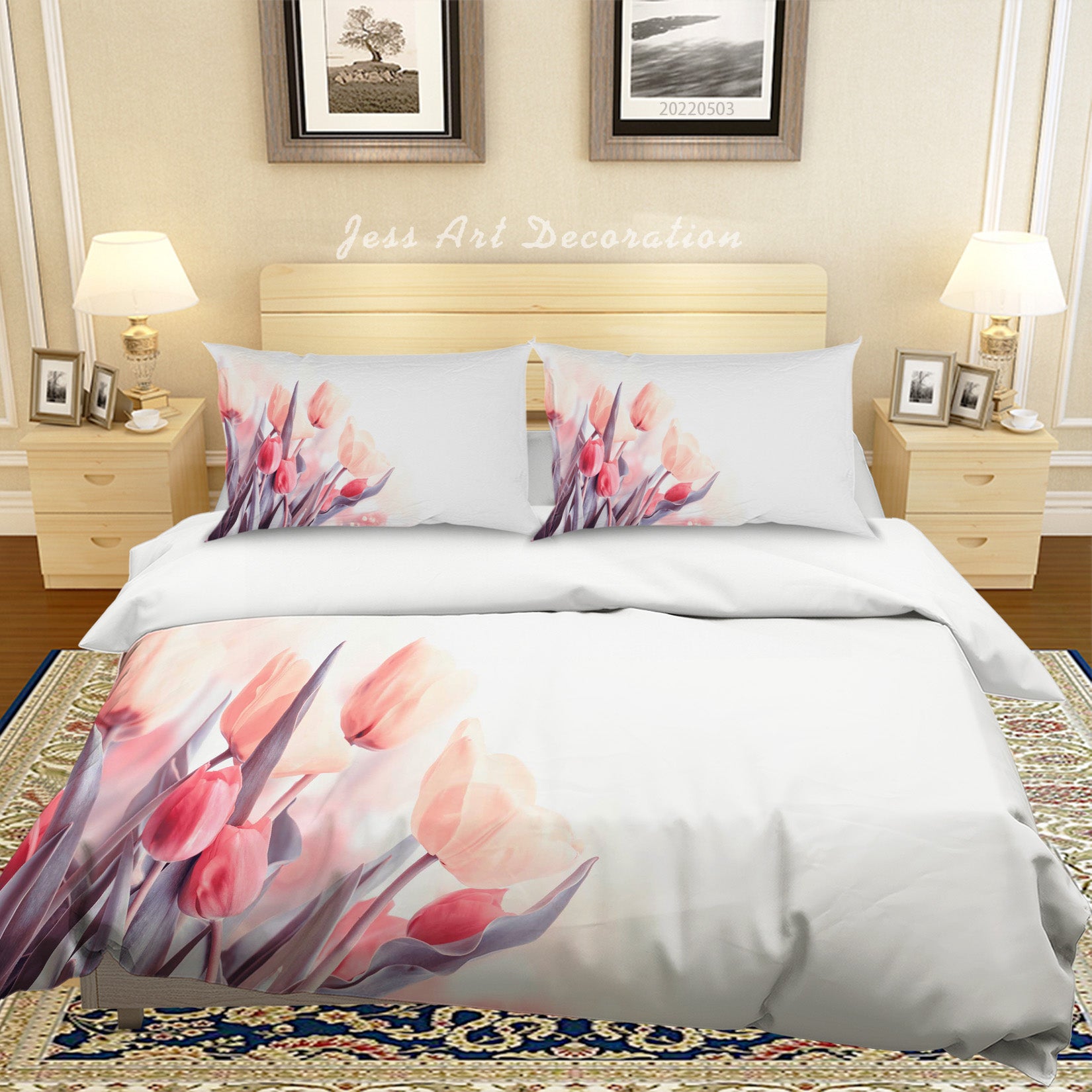 3D Floral Tulip Leaf Quilt Cover Set Bedding Set Duvet Cover Pillowcase 551