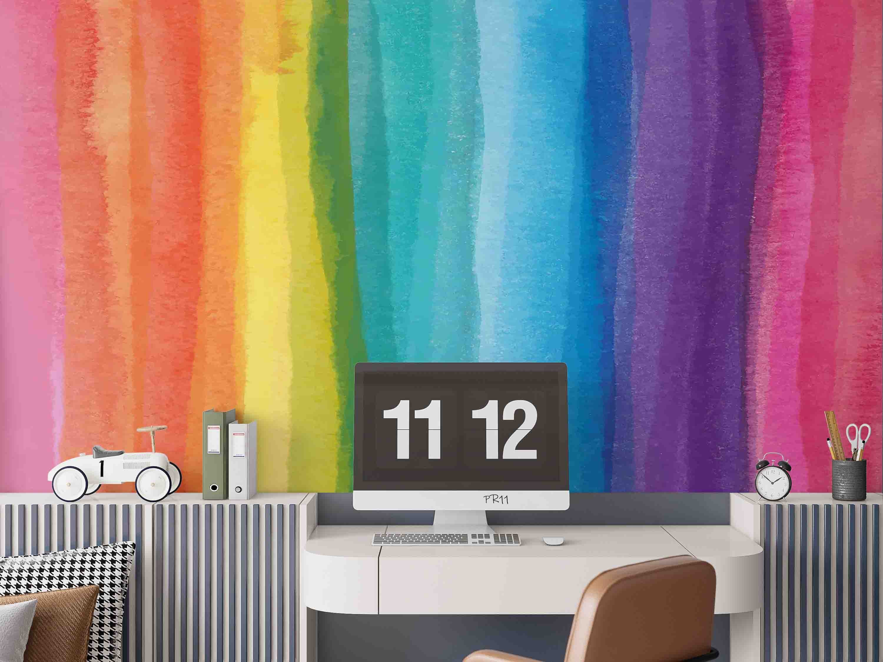 Rainbow Colors Background Contemporary Wallpaper contemporary street art wall mural for creative room or feature wall - view 