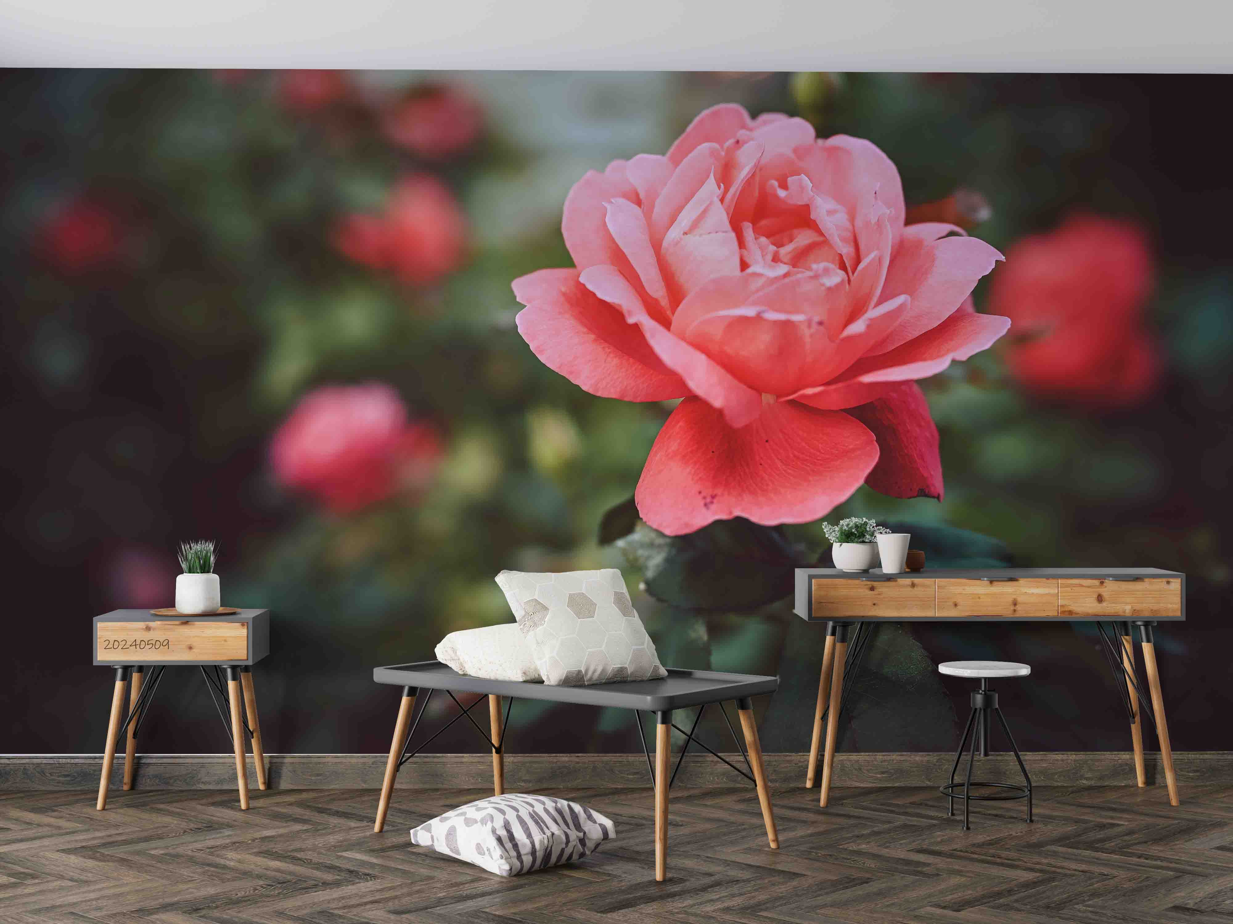 3D Pink Rose Flower Leaf Plant Wallpaper Wall Mural Wall Decor Wall Art Wall Sticker Remoable Wallpaper