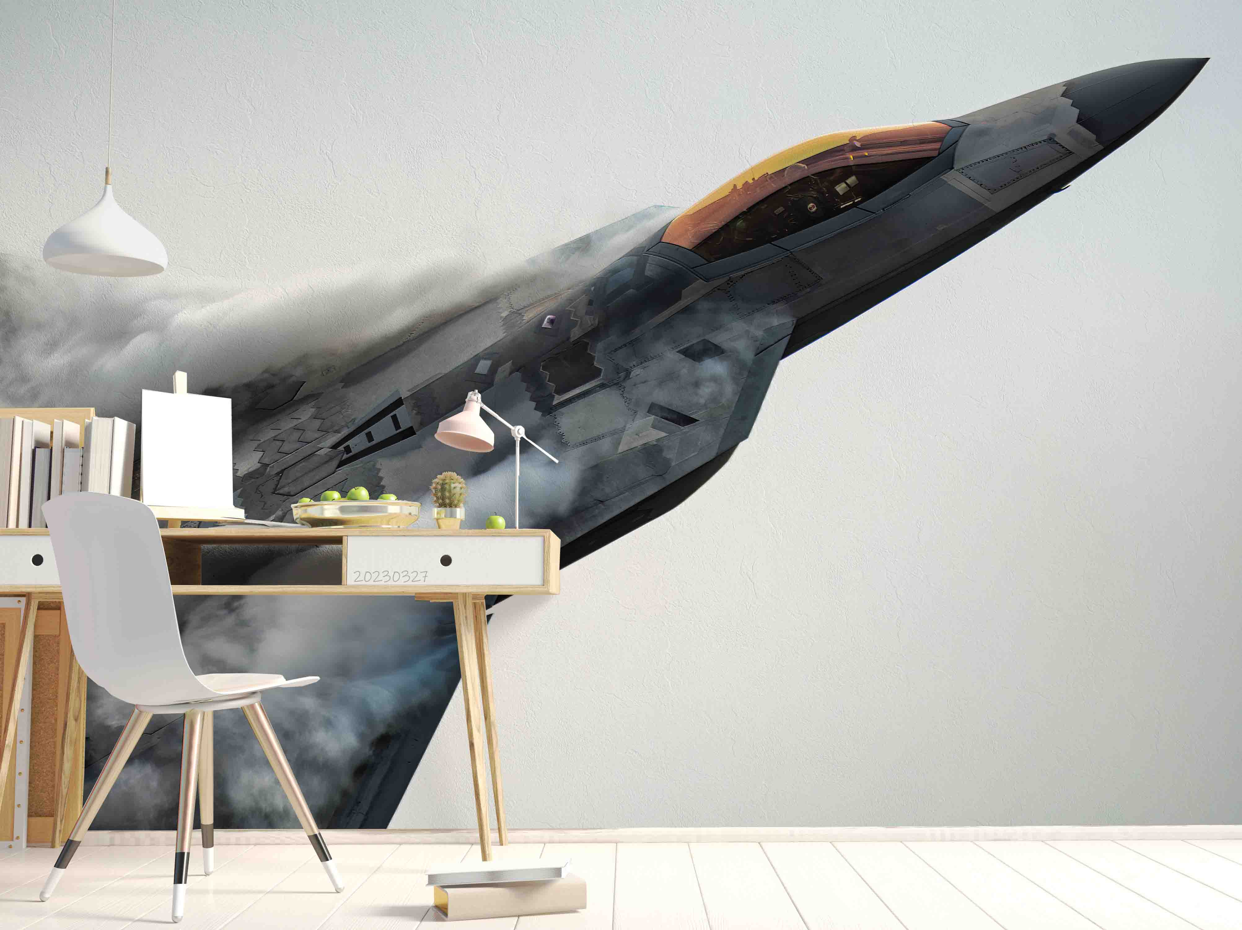 3D F-22 Raptor Aircraft Wall Mural Wallpaper GD 5382- Jess Art Decoration