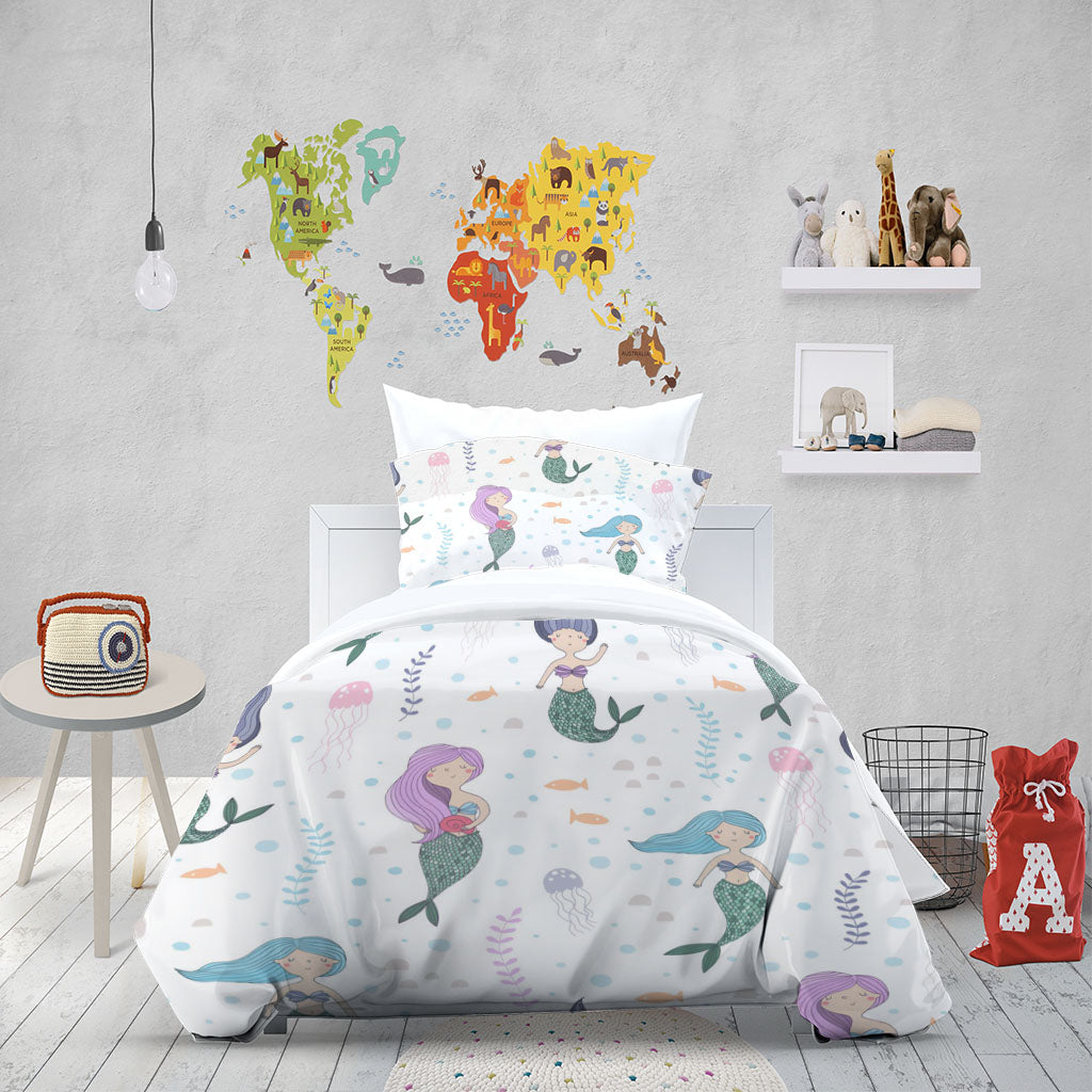 3D Mermaid Fish Aquatic Plant Quilt Cover Set Bedding Set Duvet Cover Pillowcases 1301