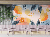 3D Tree Lemon Leaf Wave Point Wall Mural Wallpaper YXL 282