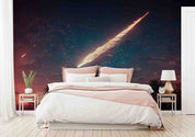 3D Comet Flying Over Dark Night Sky Forest Silhouette Wall Mural Wallpaper GD 3101- Jess Art Decoration