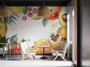 3D  Pineapple Orange Leaf Pear Wall Mural Wallpaper YXL 297