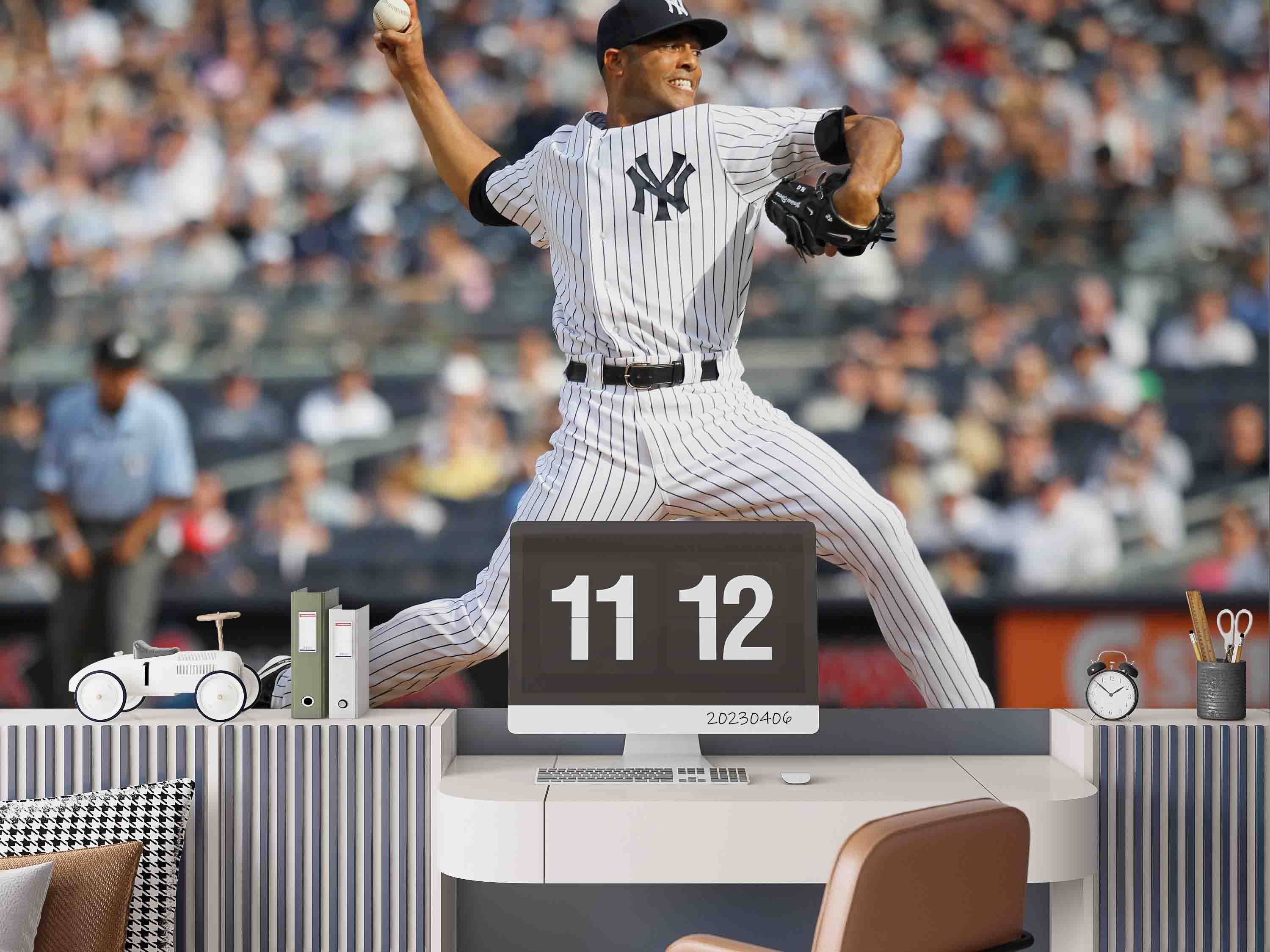 3D New York Yankees Reserve Pitcher Wall Mural Wallpaper GD 5619- Jess Art Decoration