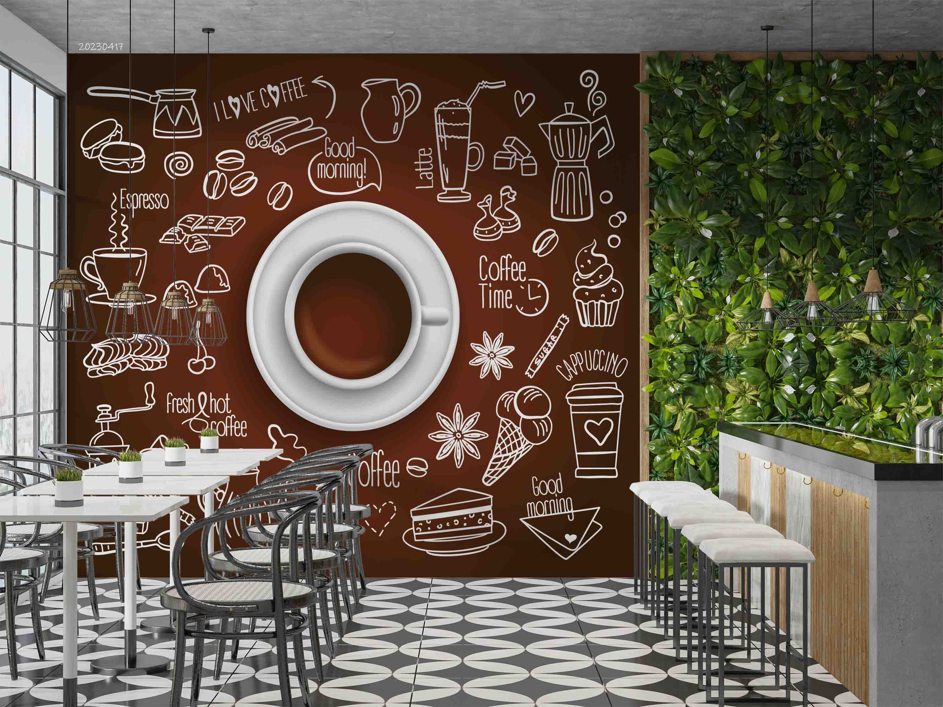 3D Doodle Style Coffee Drink Icon Set Coffee Cup Wall Mural Wallpaper GD 5533- Jess Art Decoration