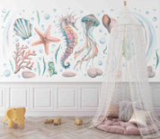 3D Animal Starfish Coral Sea Horse Octopus Shell Wall Mural Wallpaper YXL 18