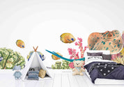3D Animal Fish Coral Sea Stone Wall Mural Wallpaper YXL 03