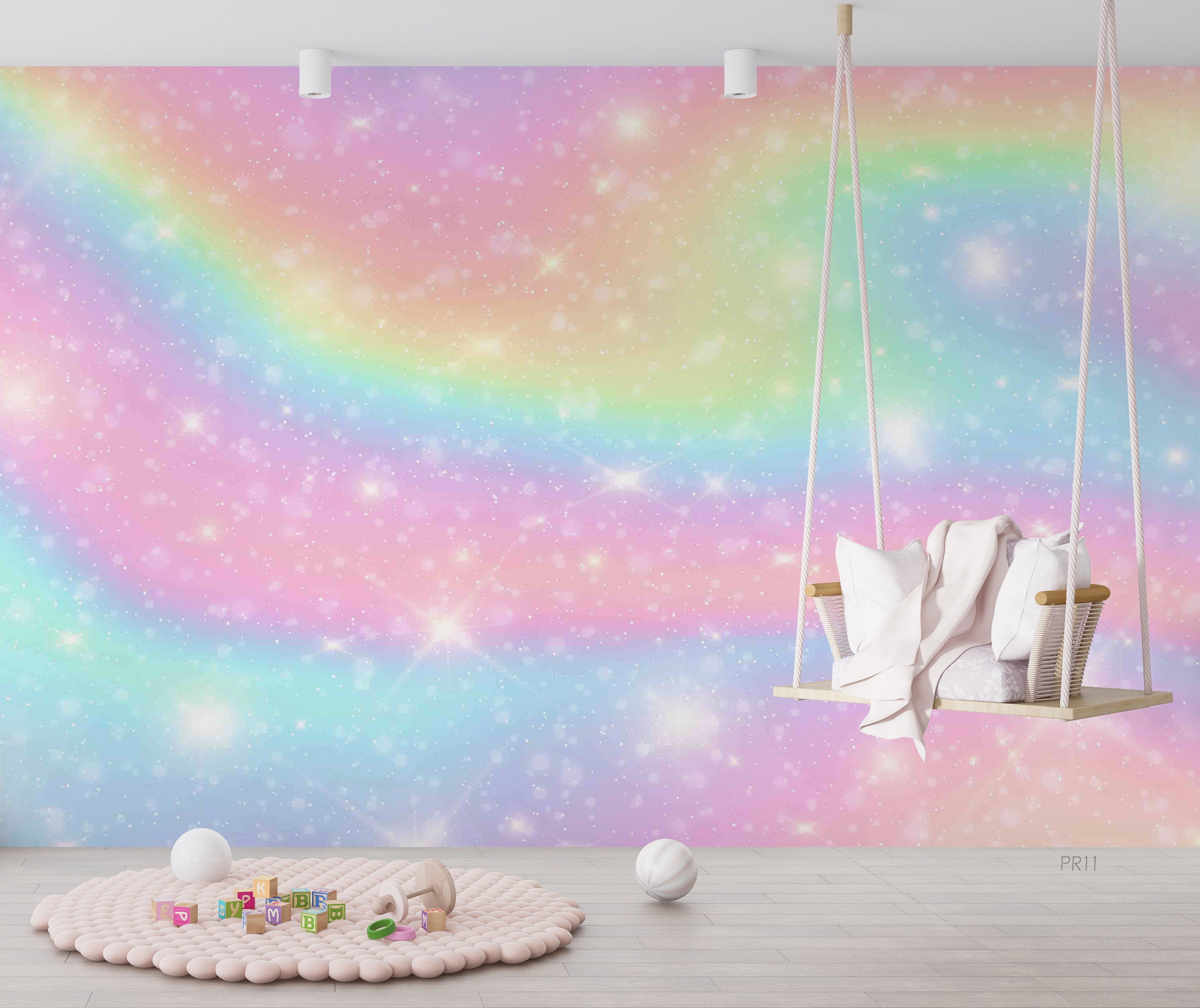 3D Rainbow Twinkle Stars soft rainbow star mural wall mural wallpaper for nursery