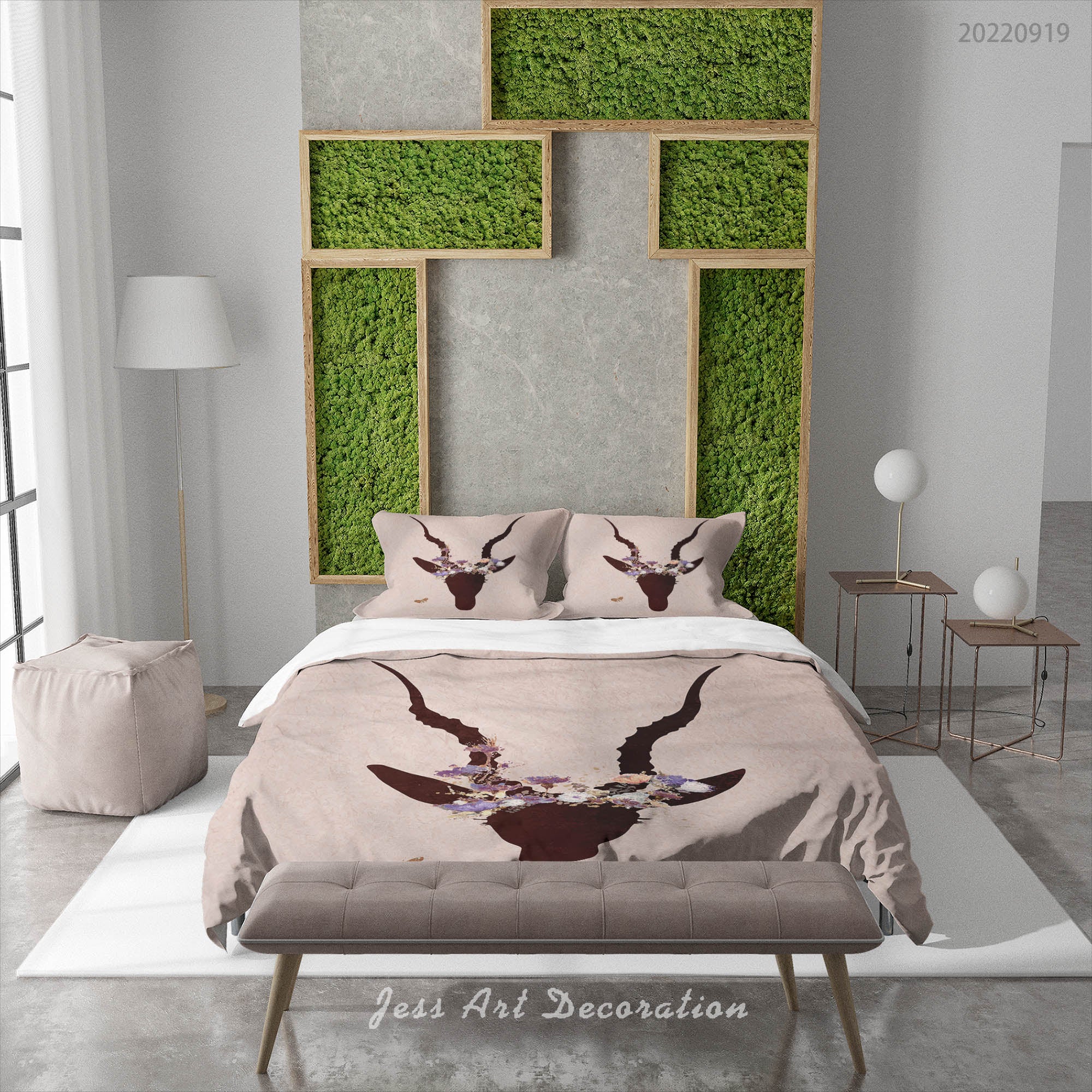 3D Floral Cow Pink Quilt Cover Set Bedding Set Duvet Cover Pillowcase 150