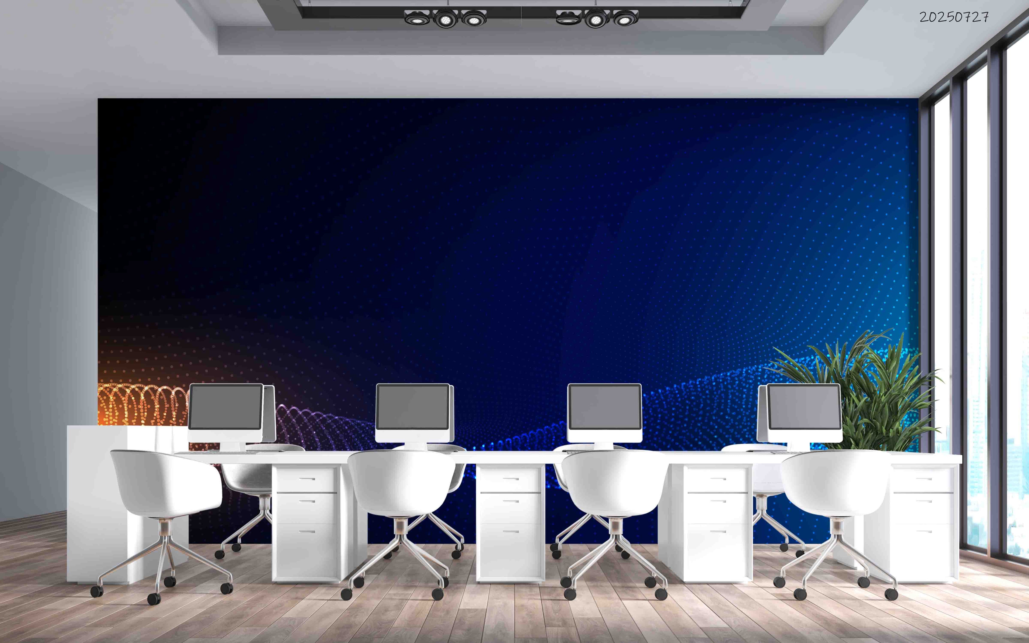 3D Office Business Technology Particle Mesh Wall Mural Wallpaper 4