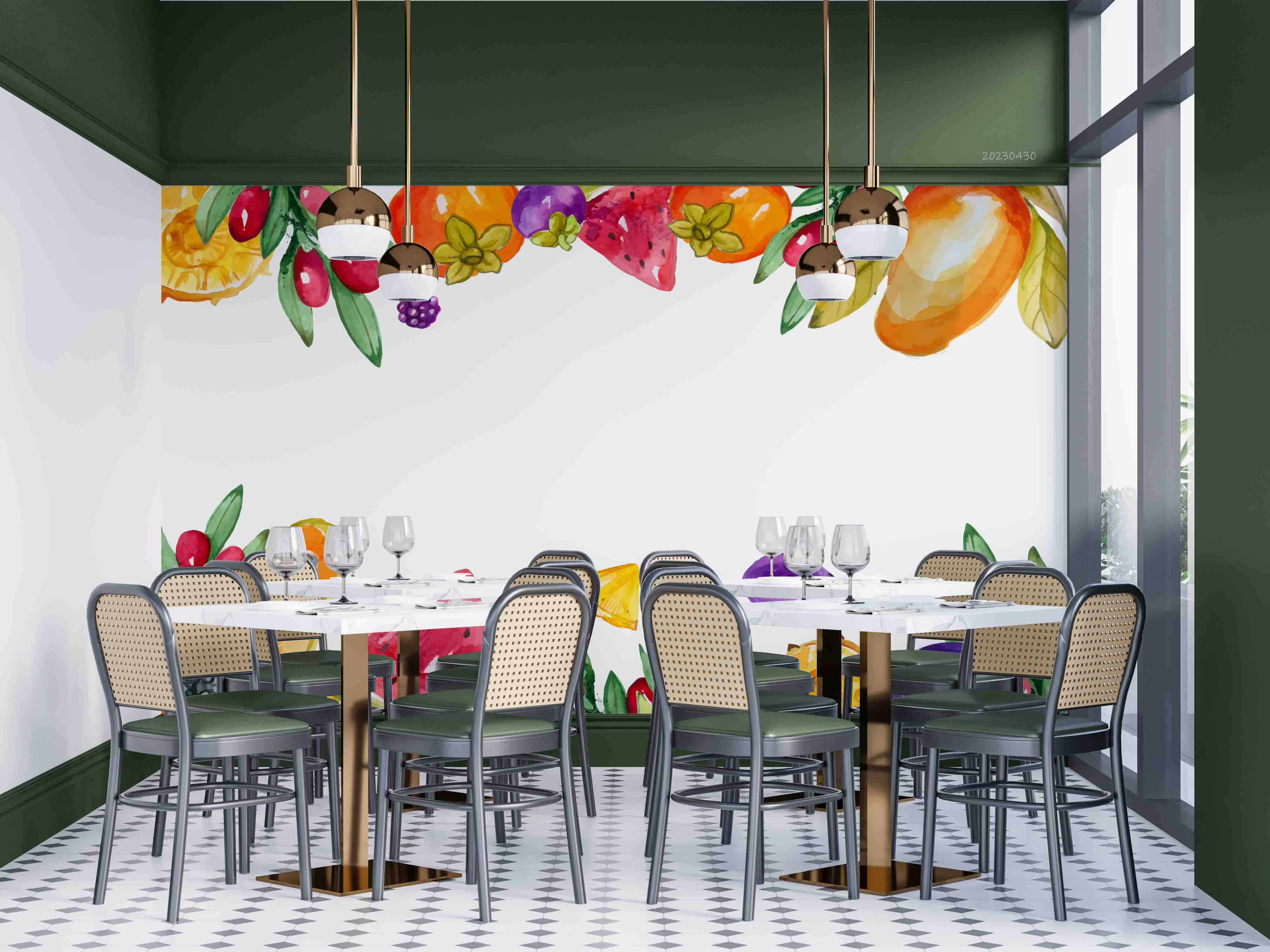 3D Colorful Fruit Illustration Watercolor Wall Mural Wallpaper GD 5283- Jess Art Decoration