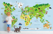 3D Cartoon Family Map Animal Plant Wall Mural Wallpaper GD 3677- Jess Art Decoration