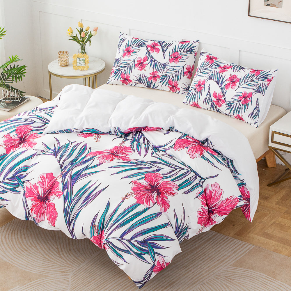 3D Floral Leaves Pattern Quilt Cover Set Bedding Set Duvet Cover Pillowcases 589- Jess Art Decoration