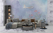 3D Floral Leaf Bluesky Wall Mural Wallpaper YXL 3182
