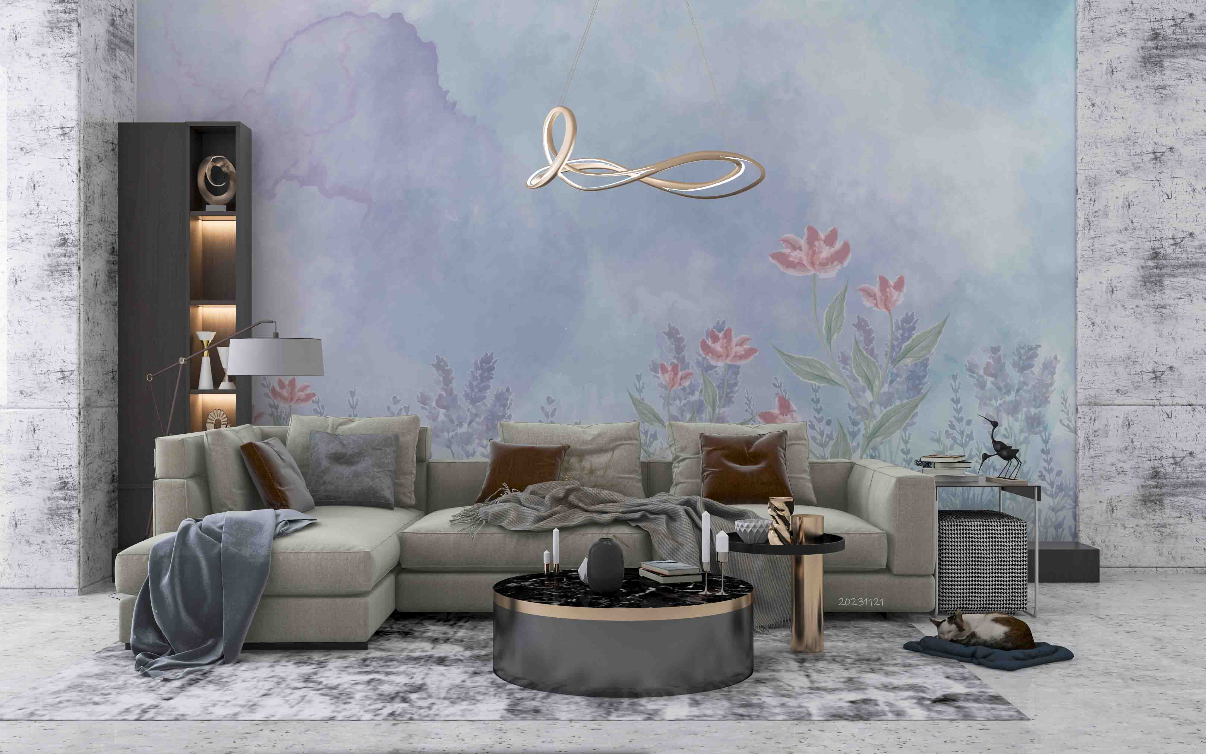 3D Floral Leaf Bluesky Wall Mural Wallpaper YXL 3182