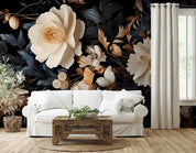 3D Floral Leaves Dark Background Wallpaper Wall Mural Wall Decor Wall Art Wall Sticker Remoable Wallpaper